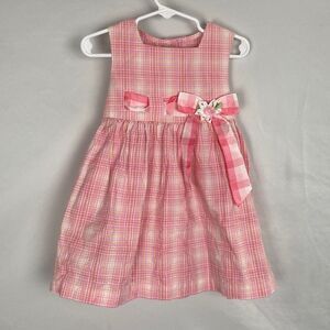 Bonnie Jean Pink Plaid Easter Dress -Size 3T